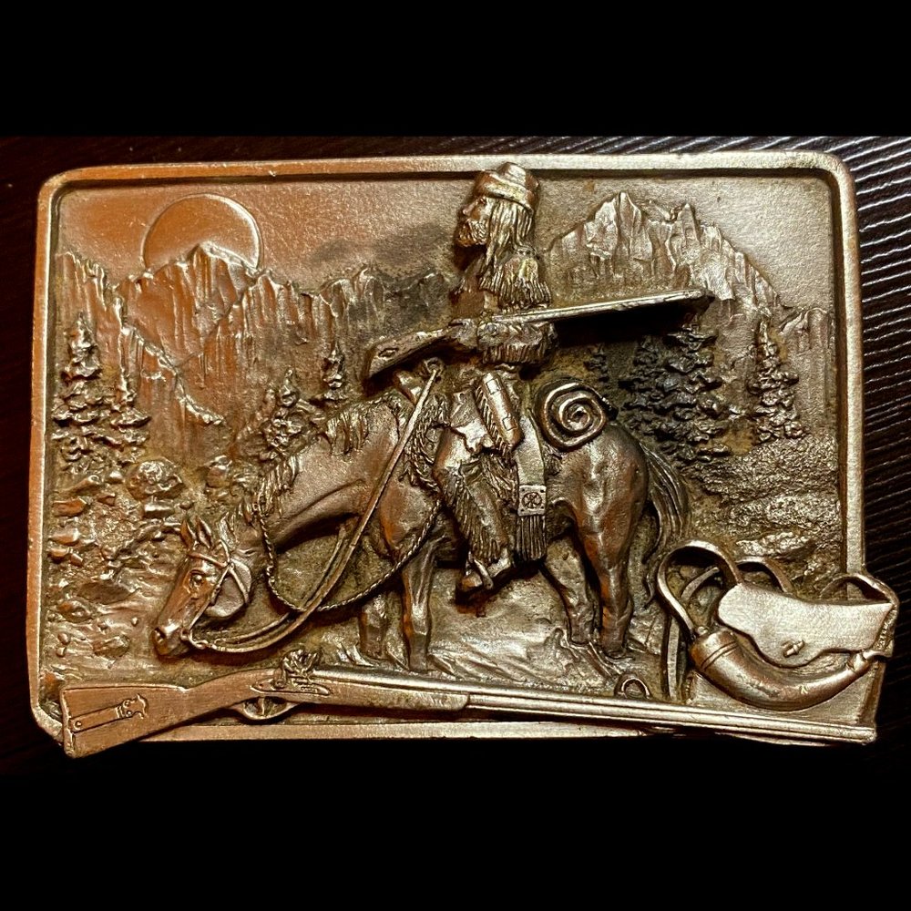Vintage 1982 Siskiyou Mountain Men Pewter Belt Buckle No. 10 - Williams, Oregon